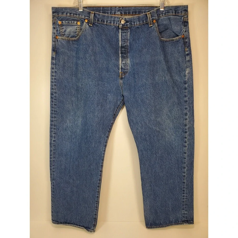 Levi's 501 Mens 48x32 Original‎ Fit 100% Cotton Button Fly Dark Wash Blue Jeans